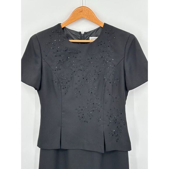 Vintage Jessica Howard Long Black Formal Party Dress Beaded Modest Neck Size 6 - Picture 5 of 9